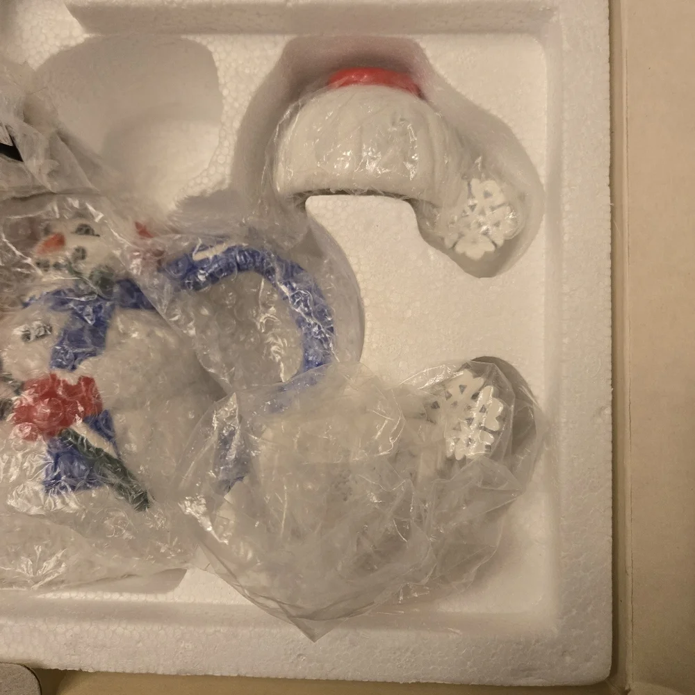 Department 56 Christmas‎ Tea “Snowflake the Snowman” Teapot Set EUC  Adorable